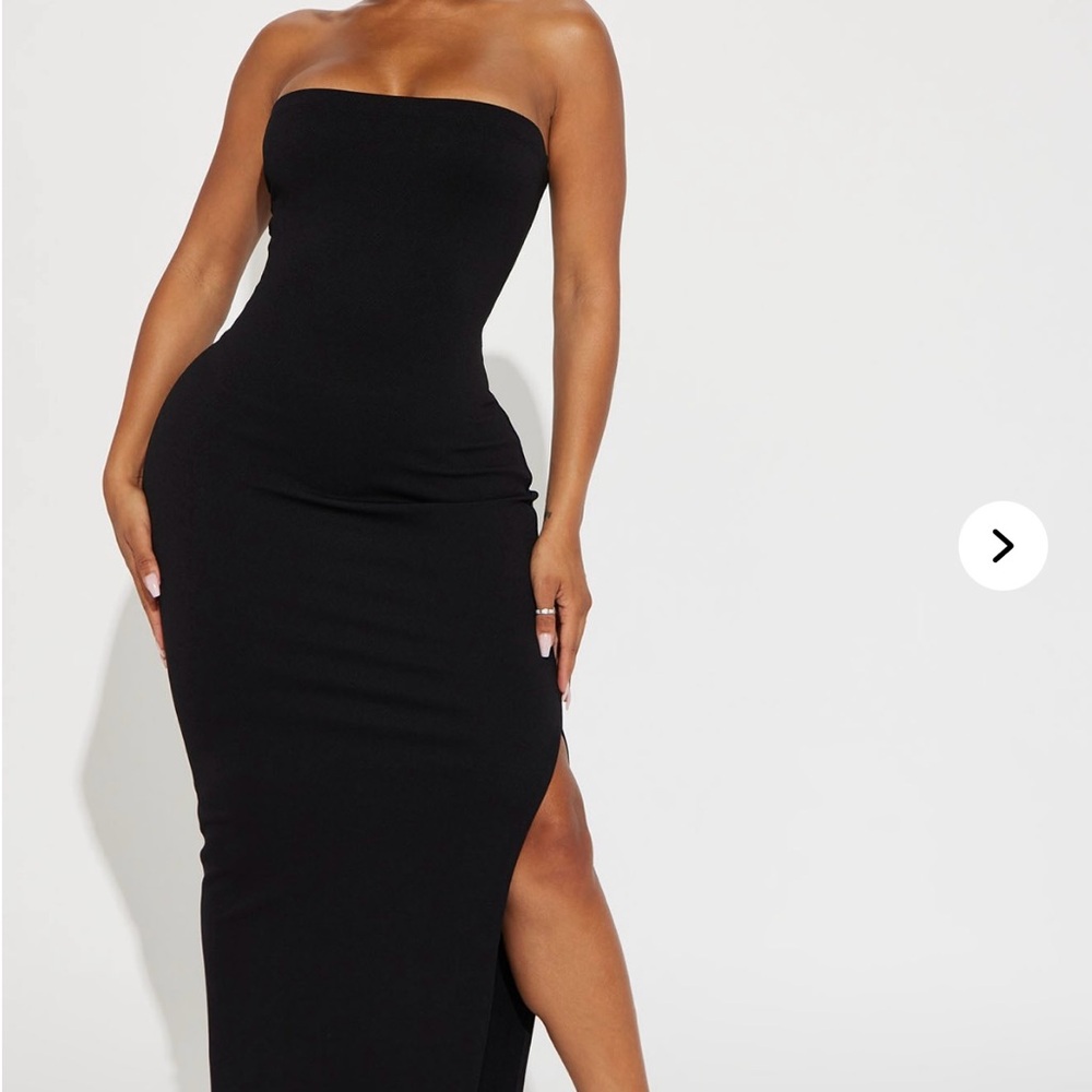 Fashion Nova Janet Midi Dress - black